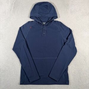 Rhone Hoodie Mens Small Blue Bolinas Henley Performance Pullover Stretch Active